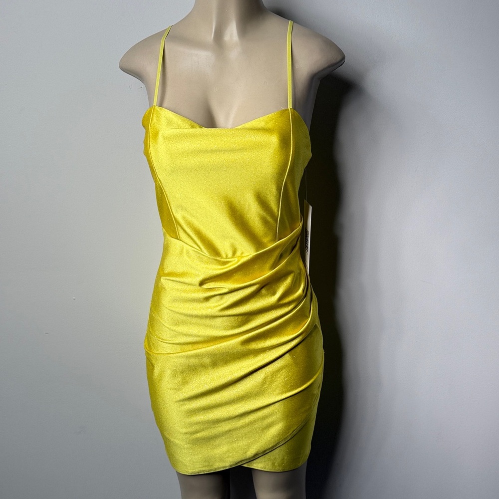 Emerald Sundae Neon Yellow Spaghetti-Strap Mini Dress